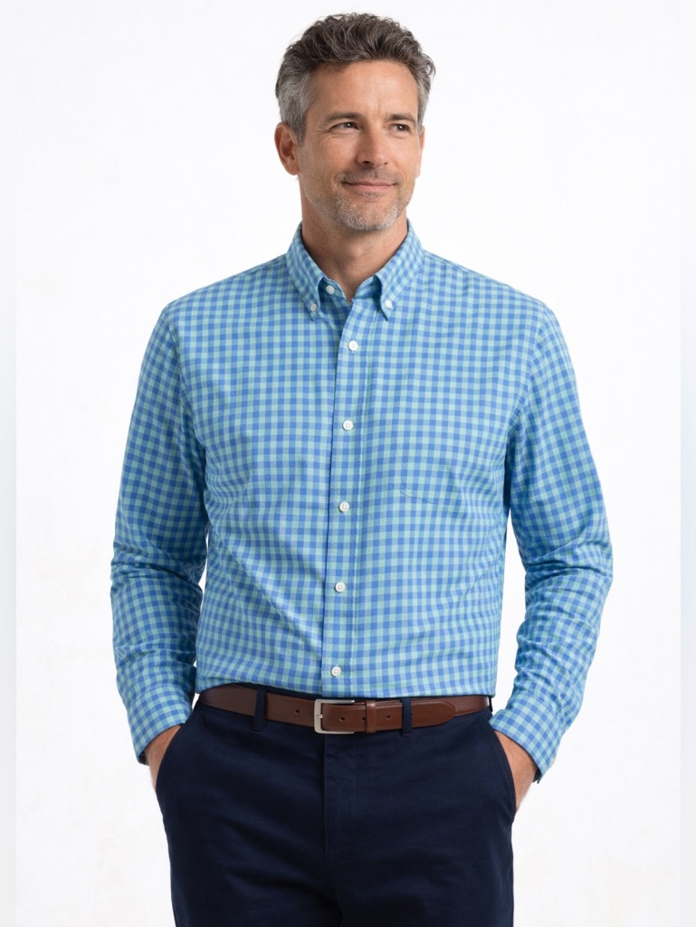 🆕LANDS END Mens Tailored Fit 100% Cotton Long Sleeve Button Down Shirt 16-16.5